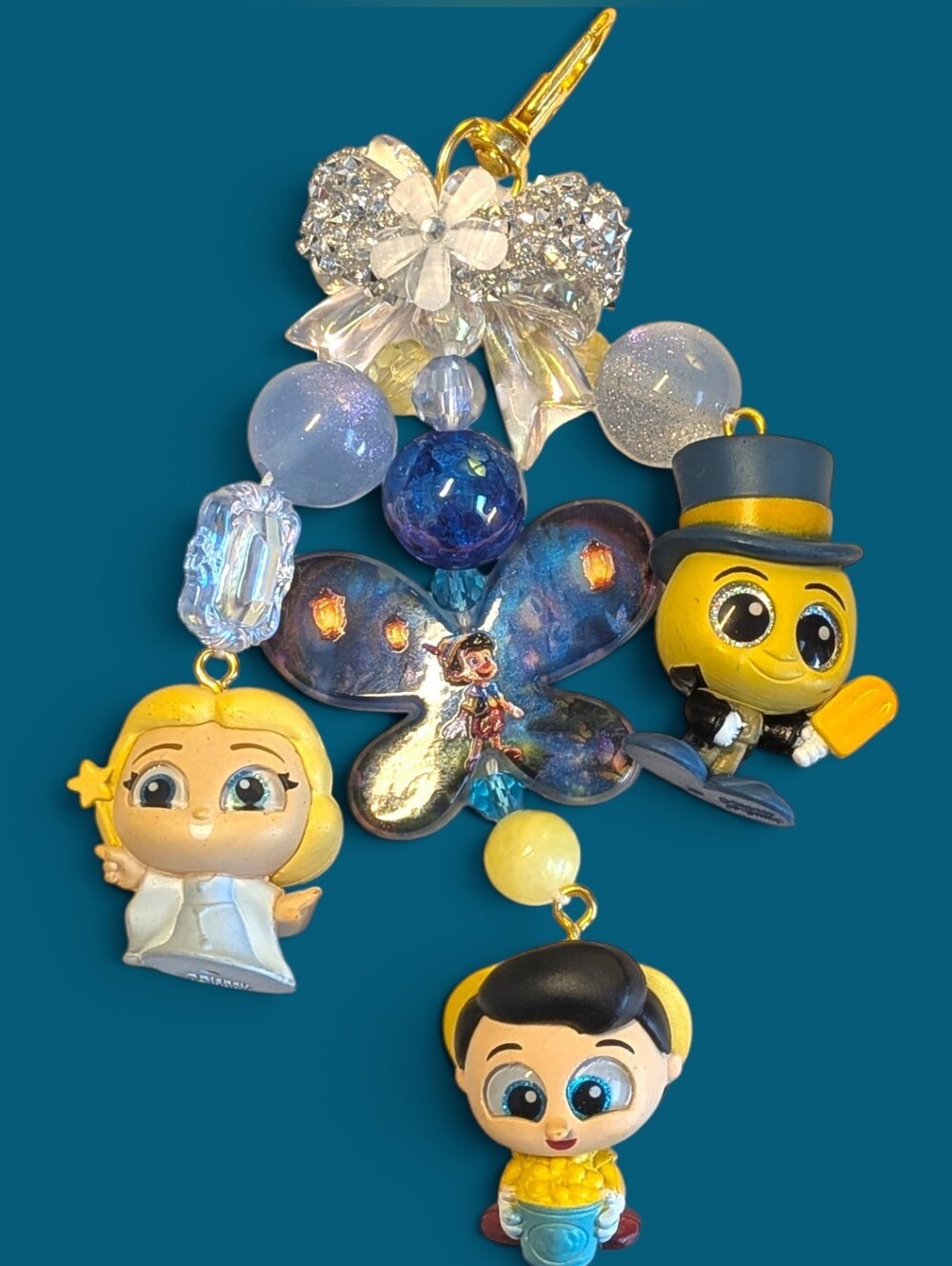 Handmade Pinocchio When You Wish Upon A Star Beaded Bag Charm